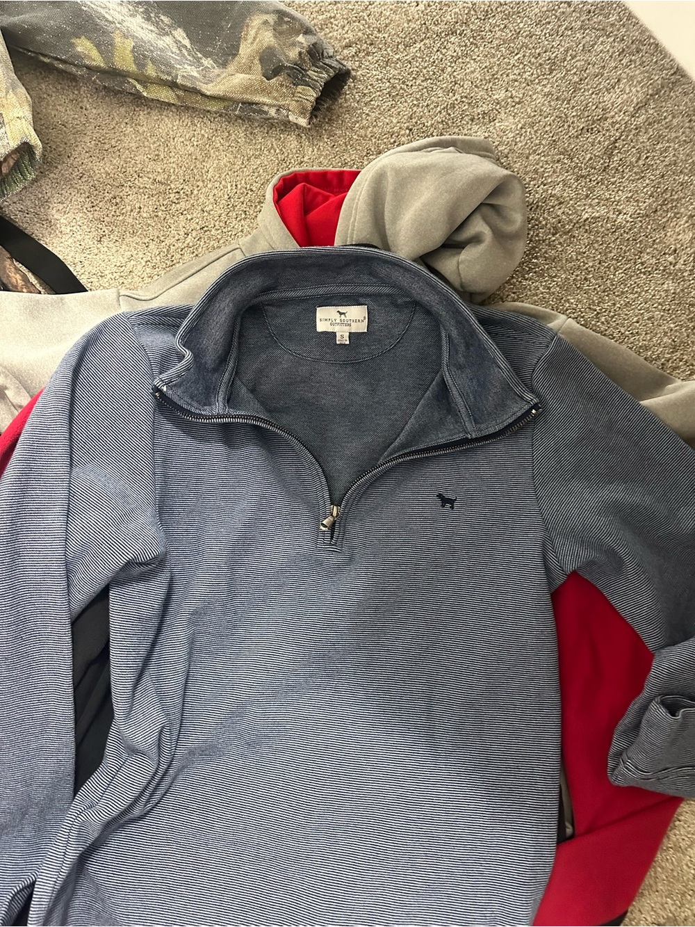 Simply Southern Men's Half-Zip Sweater in Blue with Navy Logo